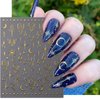KEHKFSEF Moon Star Nail Stickers, 3D Self-Adhesive Art Decals Stars Sun Design Stickers Laser Gold Supplies Heart Silver for Women Girls DIY Acrylic Decoration.