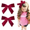 CEELGON 2PCS 5" Big Velvet Bows for Girls Dark Red Hair Bows for Toddler Girls Hair Clips Hair Accessories For Little Girl Pigtail Bows