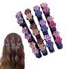 Sparkling Crystal Stone Braided Hair Clips,4Pcs Flower Duck Billed Hair Clips Braided Hair Clips For Women Colorful Alligator Clips For Hair.