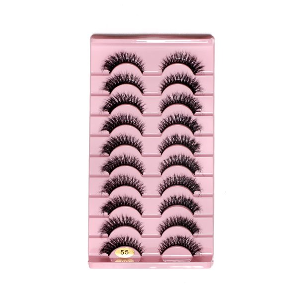 10Pairs 3D Faux Mink False Eyelashes Natural Messy Crisscross Eyelash Wispy Fluffy Fake eyelashes Extension Eye Makeup faux cils (55)
