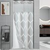 Yiatn No Hook Grey Small Stall Shower Curtain with Snap in Fabric Liner Set - Hotel Style with See Through Mesh Top Window, Modern Geometric Waterdrop Design,Water-Repellent & Washable, 36x74 INCH