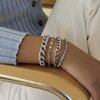 Kercisbeauty 4pcs Tennis Miami Cuban Link Chain Bracelet Set for Women and Girls Rhinestones Chain Bracelet Party Boho Dainty Jewelry (Silver)