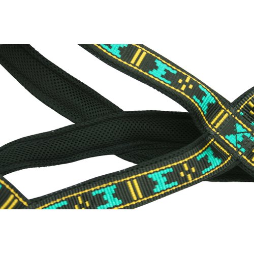 Weight Pulling Sledding Dog Harness X-Back Style Black/Green, 18" Neck Circumference