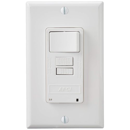 Leviton AFCI Combination Outlet with Switch, 15 Amp, Self Test, Tamper-Resistant with LED Indicator Light, Saves Space, AFSW1-W, White