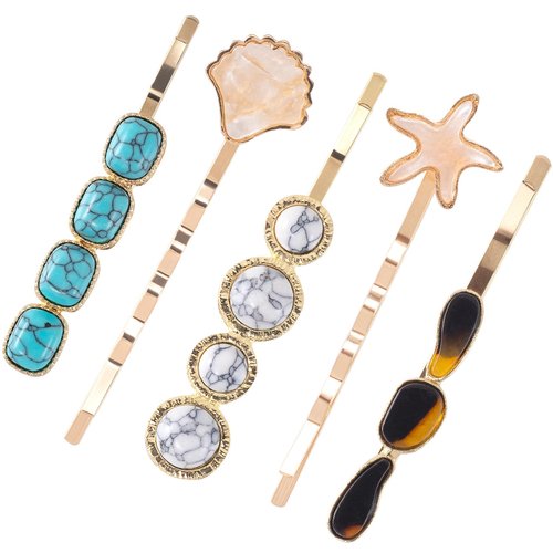 HINZIC 10 Pcs Stone Bobby Pins Decorative Mixed Hairpins Vintage Hair Clips for Women Ladies Girls Hair Slides Clips Accessories