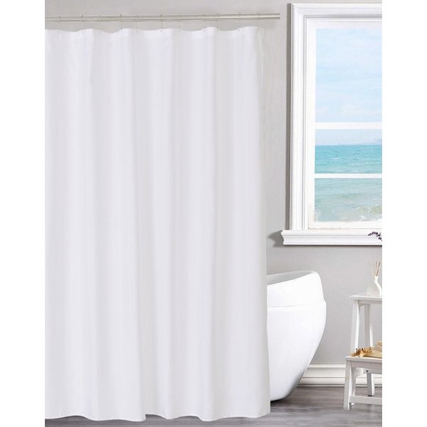 N&Y HOME Fabric Shower Curtain Liner Solid White with Magnets, Hotel Quality, Machine Washable, 70 x 72 inches for Bathroom