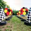 121 Pieces Balloon Garland Race Car Birthday Party Supplies Cars Theme Birthday Party Decorations Race Car Balloons Checkered Foil Balloons for Racing Car Birthday Decoration