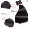 Beauhair Brazilian Virgin Human Hair 3 Bundles With (4x 4) Lace Free Part Closure Straight Wave Weft 100% Real Human Hair Extensions Natural Color (18 18 18+16"Closure)