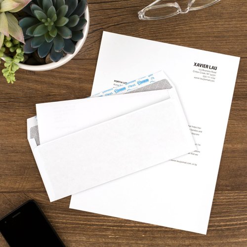 Mead Envelopes, Letter Size #10, Security Tinted Envelopes, Self Seal, 4-1/8 x 9.5”, Windowless Design, Mailing Envelopes for Official Business & Legal Letters, 200 per Pack (742020)