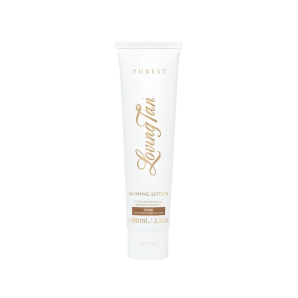 Loving Tan NEW Purest Tanning Lotion, Dark - Sunless Tanner Made From 97% Certified Organic & Naturally Derived Ingredients, 5+ Self Tanner Applications, Cruelty Free, Vegan Friendly - 3.3 Fl Oz