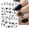 8 Sheets White Black Butterfly Nail Stickers Rose Flower Mix Pattern 3D Self-Adhesive Nail Decals Black Flower Design Summer Nails Art Supplies for Women DIY Nails Accessories Manicure Decorations