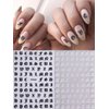 Letter Nail Art Stickers Black White Alphabet Old English Character Stickers Self-Adhesive DIY Nail Decals Retro Gothic Nail Stickers for Nail Art Big Letter Nail Art Design Cute Nail Decals 4PCS
