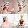 SuPoo Green Snail Face Wash Headband Funny Skincare Spa Headband Cute Alien Puffy Makeup Headbands for Women Stretchy Antenna Eyes Hair Wrap Hair Band for Washing Face Hair Accessories
