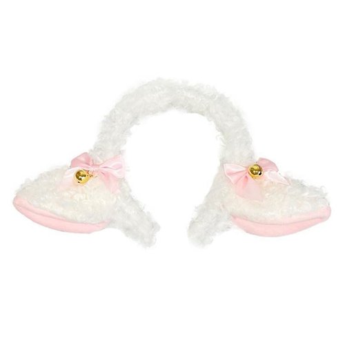 Lamb Ear Hair Band Bow Knot Bell Decorative Hair Ornament Female Plush Cartoon Headwear White Sheep Cute Headband