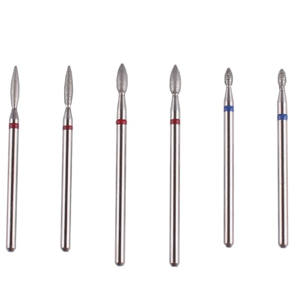 MZCMSL 6pcs Cuticle Drill Bits with Case, Pro Diamond Flame Bit for Russian Manicure,3/32 Shank efile Bit Set