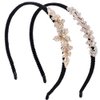NODG 2 Pack Women Hairbands Crystal Rhinestone Headbands Fashion Non-Slip Hairpiece Elastic Hair Hoop Hair Jewelry Accessories Jeweled Headwear Embellished Hair Wrap Flower Hair Decoration