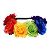Lystaii Rainbow Rose Headband Rainbow Flower Crown Woodland Hair Wreath Floral Crown Women's Hawaiian Stretch Headpiece Gay Pride Accessories for Gay LGBT Bisexual Pride Party Supplies Halloween