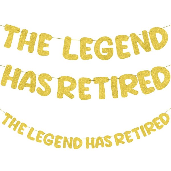 WLPHHM The Legend Has Retired Banner Glitter Bunting Retirement Sign Funny Official Retired Decor Party Decorations Supplies for Men Women Gifts，Funny Party Props (Black) (Gold)