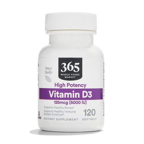365 by Whole Foods Market, Vitamin D3 5000 IU, 120 Softgels, Package May Vary