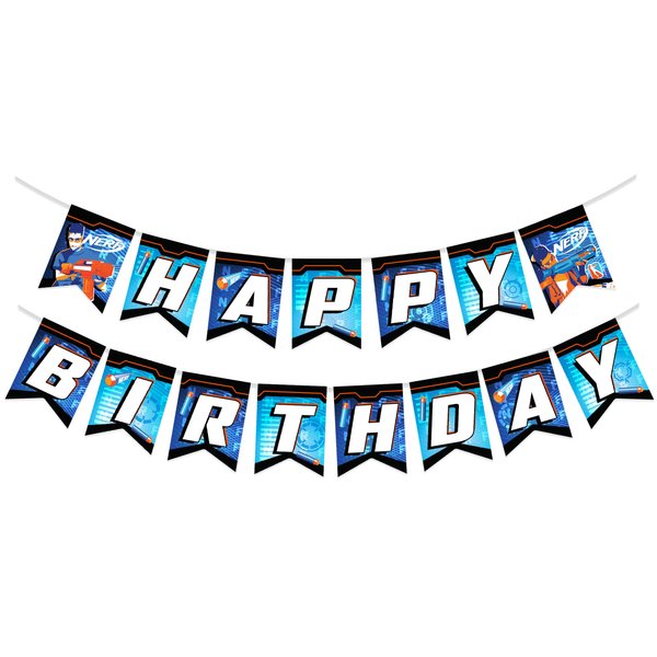 Treasures Gifted Officially Licensed Nerf Banner - Nerf Birthday Banner - Nerf Birthday Party Supplies - Nerf Party Supplies - Nerf Birthday Decorations - Nerf Birthday Party Decorations