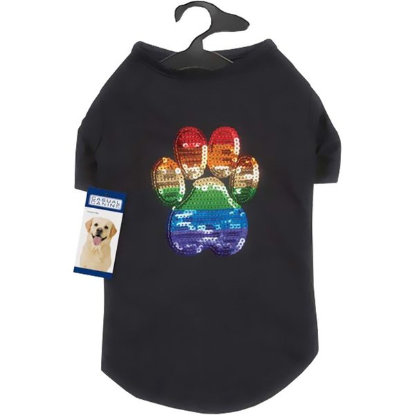 Casual Canine Puppy Pride Sequin UPF40 Tee Shirt for Dogs, Small, Black