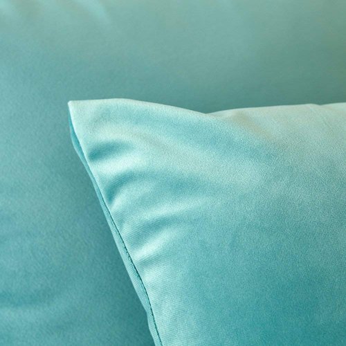 MIULEE Pack of 2 Velvet Pillow Covers Decorative Square Pillowcase Soft Solid Cushion Case for Spring Sofa Bedroom Car 22x22 Inch 55x55 cm Aqua Green