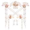 7 PCS Hair Sticks Vintage Hair Pins Bridal Pearl Hair Stick Headpiece Set with Earrings Tassel Hairpin Hair Comb Suit Xiuhe Headdress Headpiece Hanfu Accessories Chinese Style