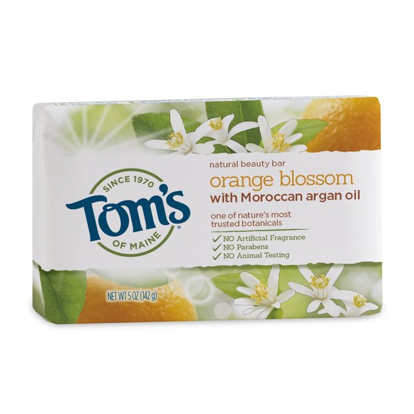 Tom's of Maine Natural Beauty Bar Soap with Moroccan Argan Oil, Orange Blossom, 5 Ounce
