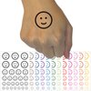 Happy Face Smile Good Job Temporary Tattoo Water Resistant Fake Body Art Set Collection - Yellow (One Sheet)