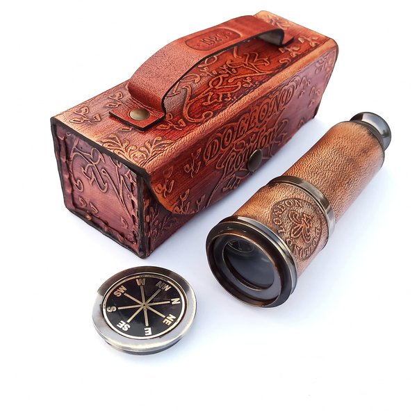 Antique Telescope 1920 London Brass Maritime 15x Vintage Pirate Spyglass Telescope- Functional Brass & Clear Vision Pirate Telescope 16 with Premium Quality Boxs (Just Only Telescope)
