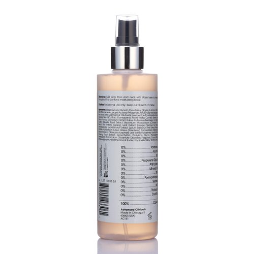 Advanced Clinicals Vitamin C Glow Facial Mist Toner for Face W/Rosewater, Ferulic Acid, & Peptides. Vitamin C Antioxidant Moisturizer Face Mist Provides Instant Skin Hydration, Non-Greasy, 8 Fl Oz