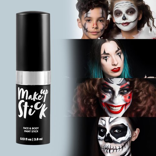 Spooktacular Creations 3 PCS Halloween Makeup Face Body Paint Kit Clown Lip Eye Black Stick Set for Adult and Kids Football Baseball Sports SFX Clown Costume Cosplay Dress Up (Black White Red )