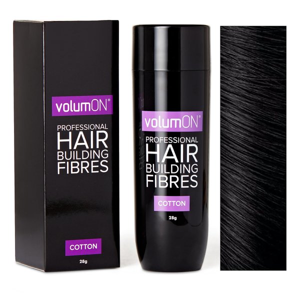 Volumon Professional Hair Building Fibres- Hair Loss Concealer- COTTON- BLACK 28g- Get Upto 30 Uses