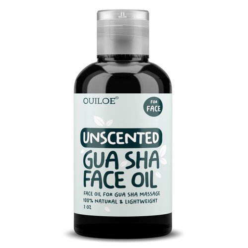 Gua Sha Oil - Unscented Face Oil for Gua Sha Massage - Safe for Acne Prone Skin, Doesn't Clog Pores, 100% Natural, Lightweight & Non-Greasy Facial Oil for All Skin Types, 2 oz