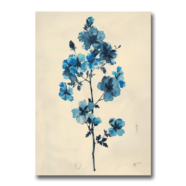 Illustration Of A Flower With Blue Flowers, Basil Organic Simplicity, Natural Core, Decor Poster