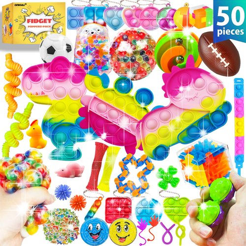 ONKULL Party Favors, Fidget Toys Pack, Carnival Treasure Classroom Prizes Small Mini Bulk Sensory Figit Toys Set for Boys Girls Kids Adults, Stress Relief & Anxiety Relief Tools Autistic ADHD Toys