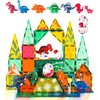 Magnetic Tiles Dinosaurs Toys for Kids 3-5, Magnet Eggs Dinosaur Animals Construction Tile for Toddlers Ages 5-7, Building Blocks for Boys Girls Ages 4-8 8-12 Year Old