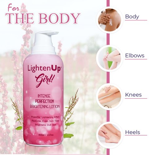 LightenUp Girl! Skin Brightening Lotion | 13.5 Fl oz / 400ml | Moisturizing, Hydrating Lotion for Even Skin Tone | with Tyrostat and Vitamin C