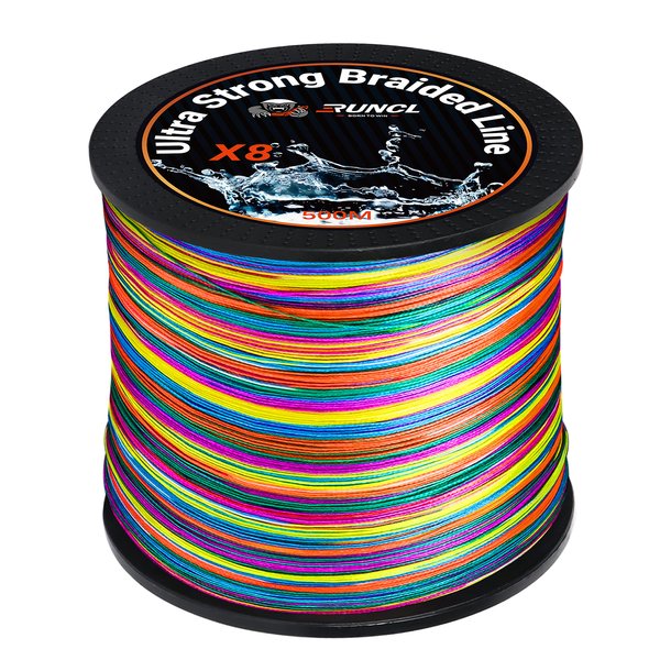 RUNCL Braided Fishing Line, 8 Strand Abrasion Resistant Fishing Line Braid, Super Durable, Smooth Casting, Zero Stretch, Smaller Diameter, Hi Vis, 328-1093 Yards, 12-100LB(15LB,546yds)