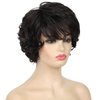 Kaneles Short Curly Wavy Black Wigs for Women Heat Resistant Synthetic Full Head Hair Costume Wig Natural Looking