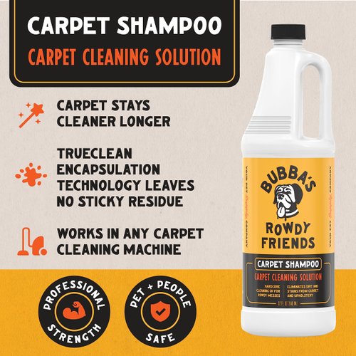 BUBBA'S ROWDY FRIENDS Bubbas Carpet Cleaner Solution for Shampoo Machine - Best Deep Cleaning Solution for Carpets, Rug, Couch, and Car - Works in Any Shampooer - Pet Home Essentials