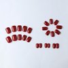 Short Square Press on Nails, Wine Red Fake Nails Acrylic Pure Color Glossy Nails Glue on Nails Kit 24Pcs