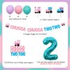 Wonmelody Train Birthday Decors for 2nd Year Old Chugga Chugga Two Two Party Supplies for Girls with Chugga Chugga Two Two Banner Birthday Cupcake Toppers Train 2nd Birthday Party Suppliesfor Girl