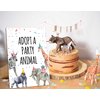 Animals Birthday Party Signs, Adopt A Party Animal, 8×11 Wooden Play Sign with Stand, Safari Birthday Decorations, Safari Birthday Party Favors, Animal Birthday Party Decorations - LP077