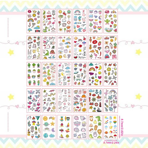 Casciybo 90Sheets Small Temporary Tattoos for Women Girls Kids, Fake Cute Colorful Hearts Stars Tattoo Stickers Waterproof for Body Arm Birthday Party Favors Supplies Gifts