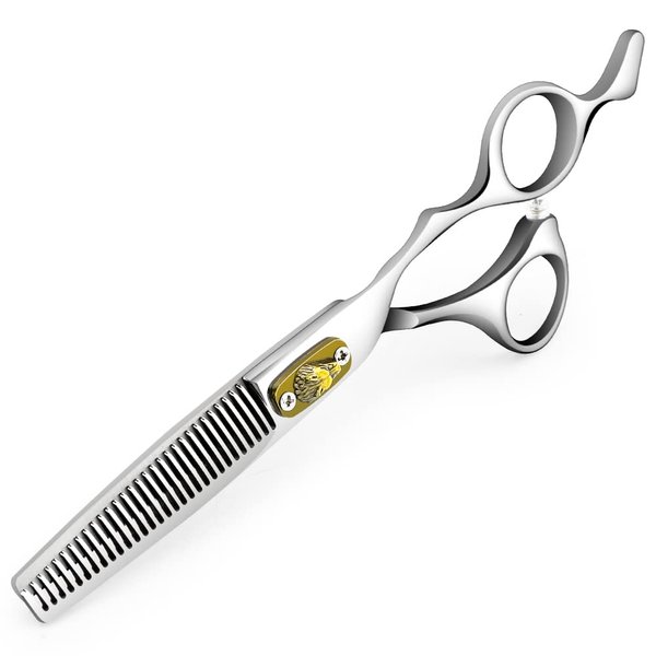 Professional 440C Thinning Scissor Hairdressing Scissors 6.5” Overall Length Stainless Steel Barber Hair Cutting Scissors for Mother Father Friends' Gifts (Yellow-02)