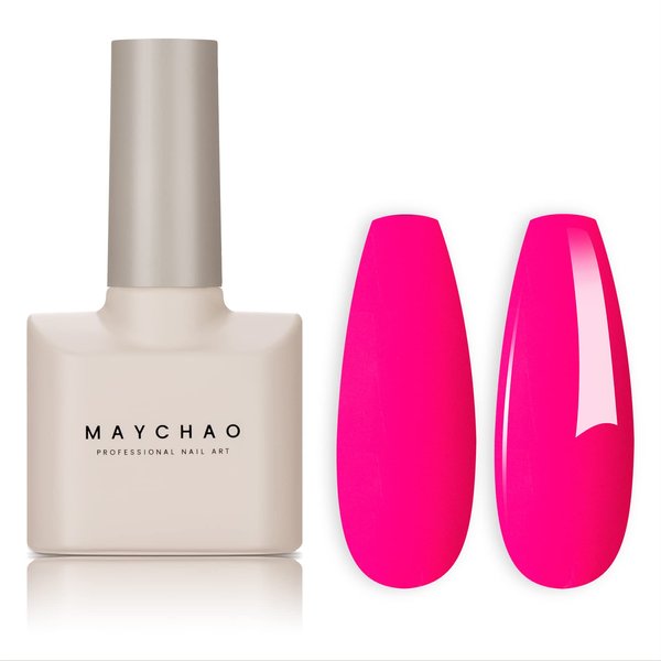 MAYCHAO 15ML Hot Pink Gel Nail Polish 1Pc Bright Pink Gel Polish Soak Off UV LED Nail Gel Polish Nail Art Starter Manicure Salon DIY at Home, 0.5 OZ