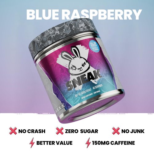 SNEAK Energy Drink Powder | Blue Raspberry | No Sugar. No Nasties. Just Natural Caffeine, Focus-Boosting Nootropics | 40 Servings