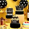 6 Pieces Black Gold Birthday Centerpieces for Tables Decorations Honeycomb Table Topper Happy Birthday Decorations for Men and Woman Birthday Party Supplies