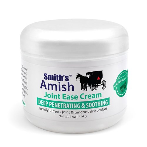 Smith’s Amish Joint Ease Cream 4 oz jar. Soothing and Cooling, with Botanicals of Arnica, Peppermint, Tea Tree, Rosemary and Eucalyptus
